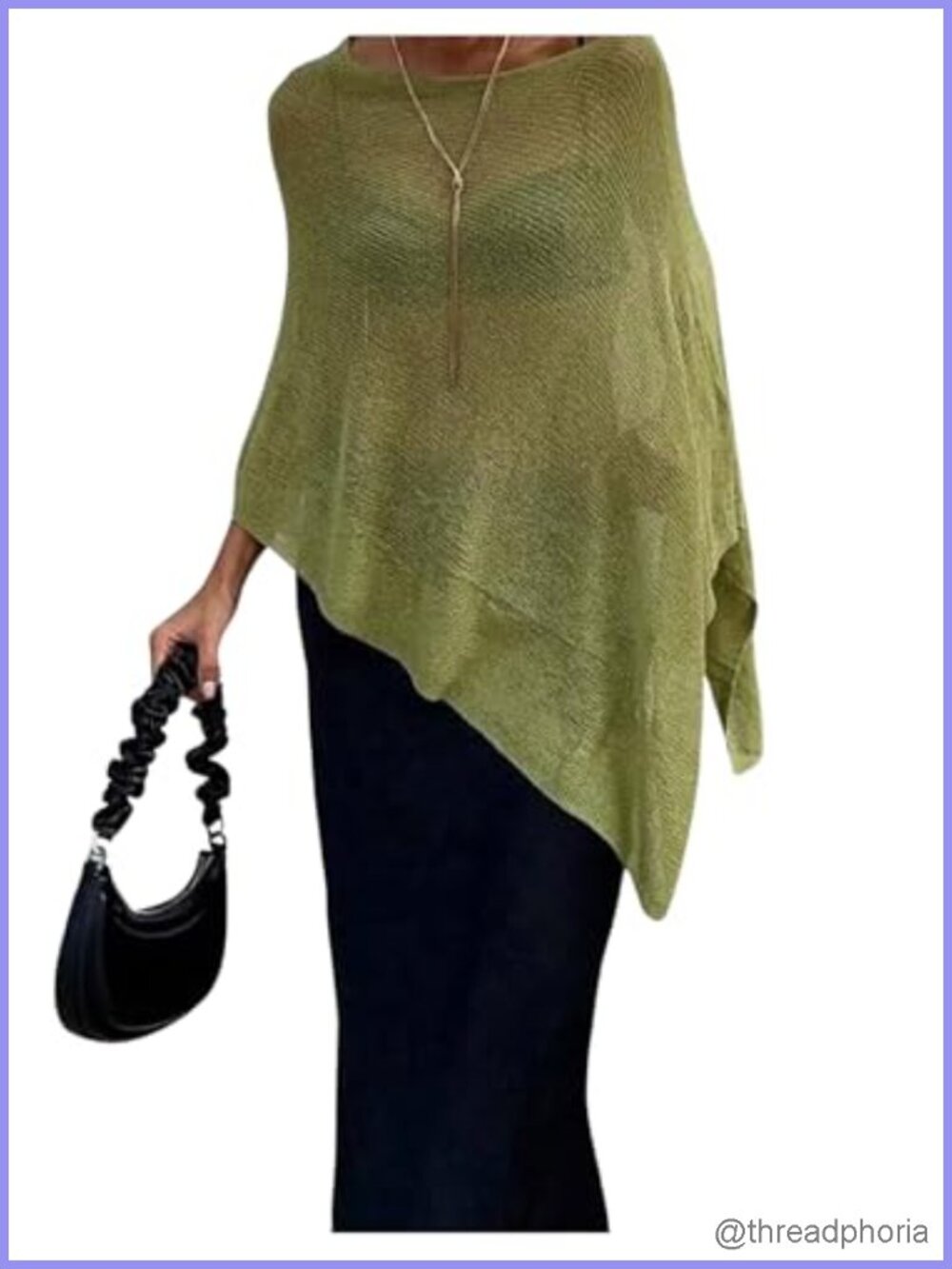 Sheer Poncho Shrug Top Lightweight Flowy Knit Sweater